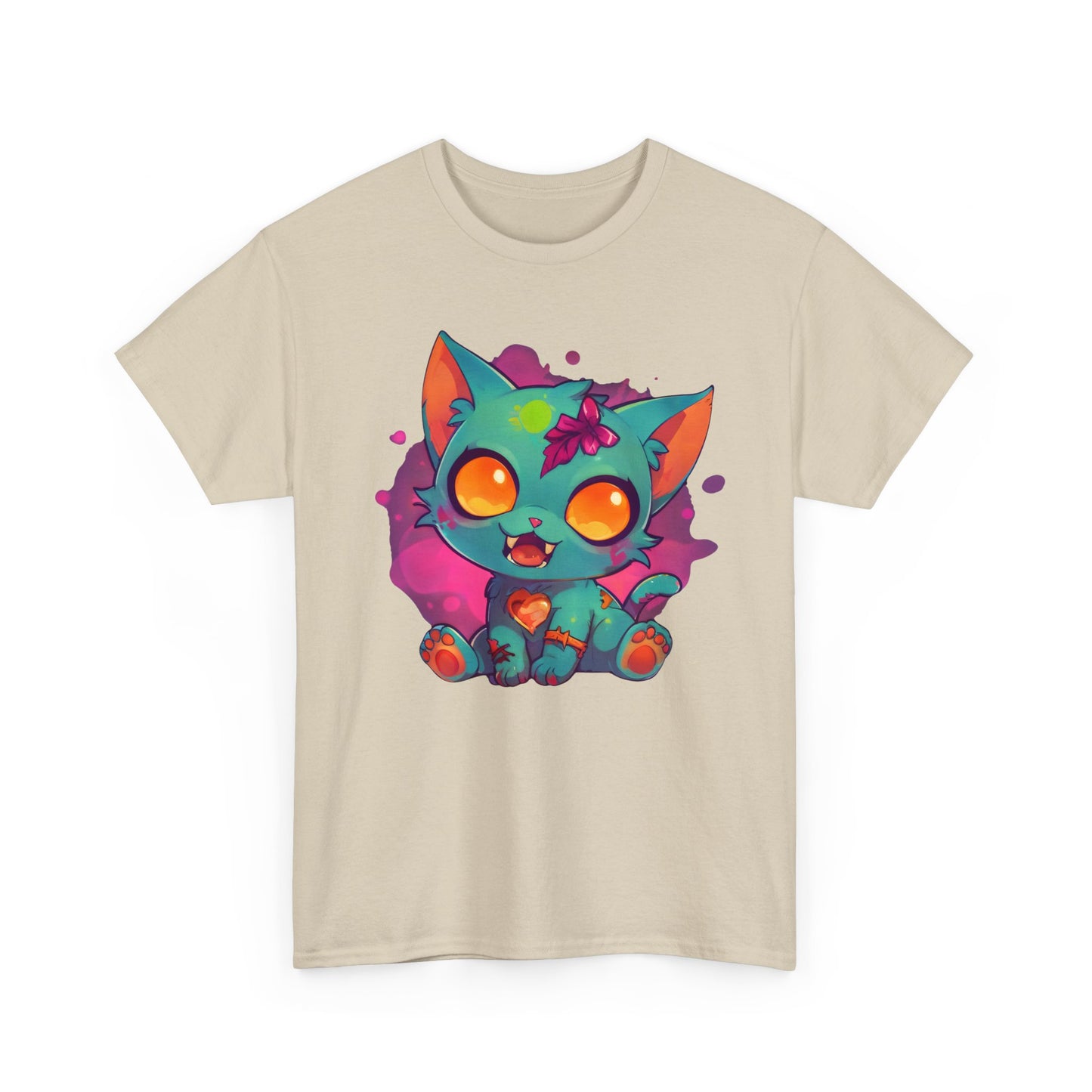 Niedliches T - Shirt mit Zombie Katze - Buntes Design für Tierliebhaber - TeeGerDesign - T - Shirt - Crew neck