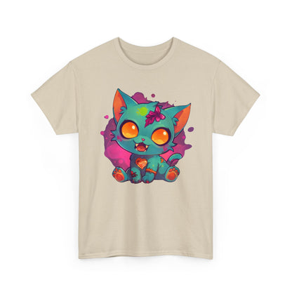 Niedliches T - Shirt mit Zombie Katze - Buntes Design für Tierliebhaber - TeeGerDesign - T - Shirt - Crew neck