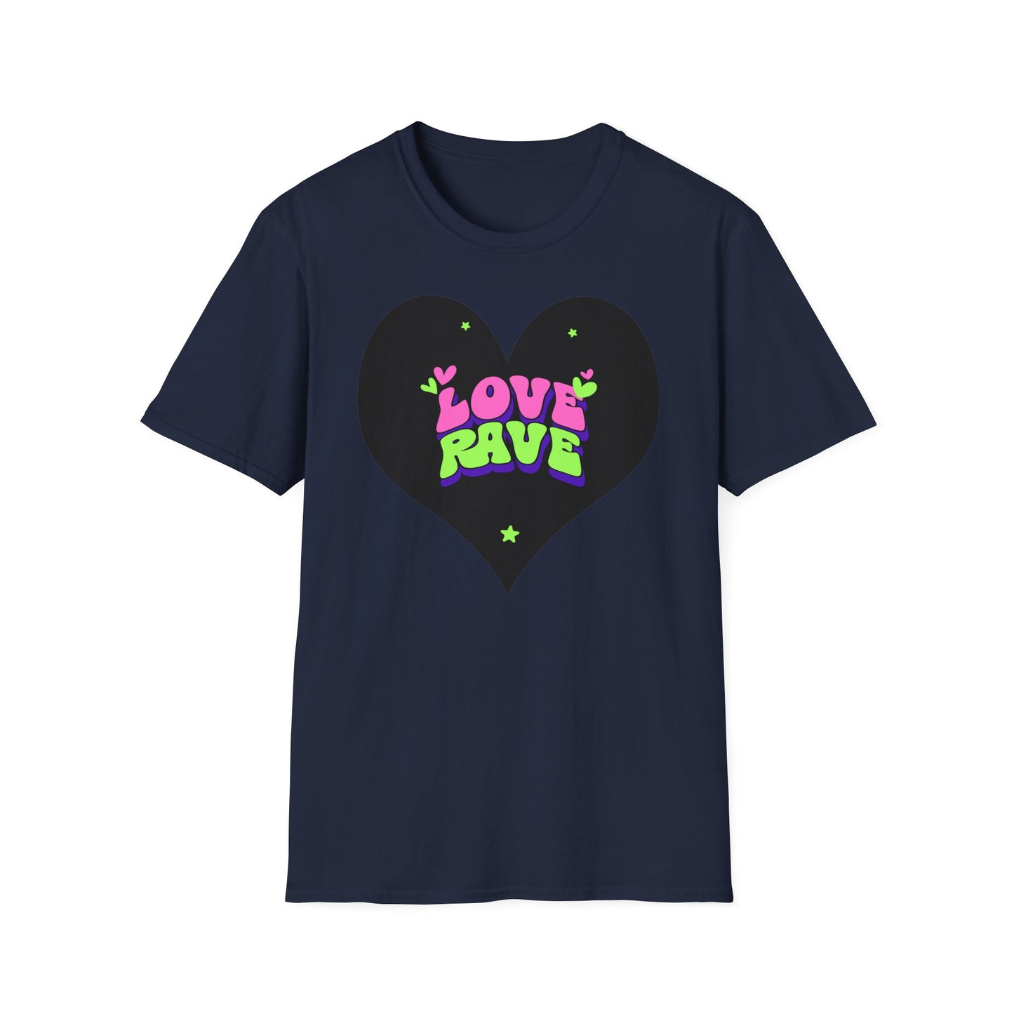 Love Rave Herzform T - Shirt | Lebendige Neon Rave - TeeGerDesign - T - Shirt - Cotton