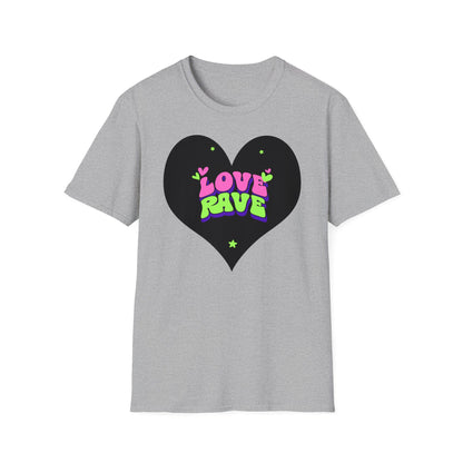 Love Rave Herzform T - Shirt | Lebendige Neon Rave - TeeGerDesign - T - Shirt - Cotton