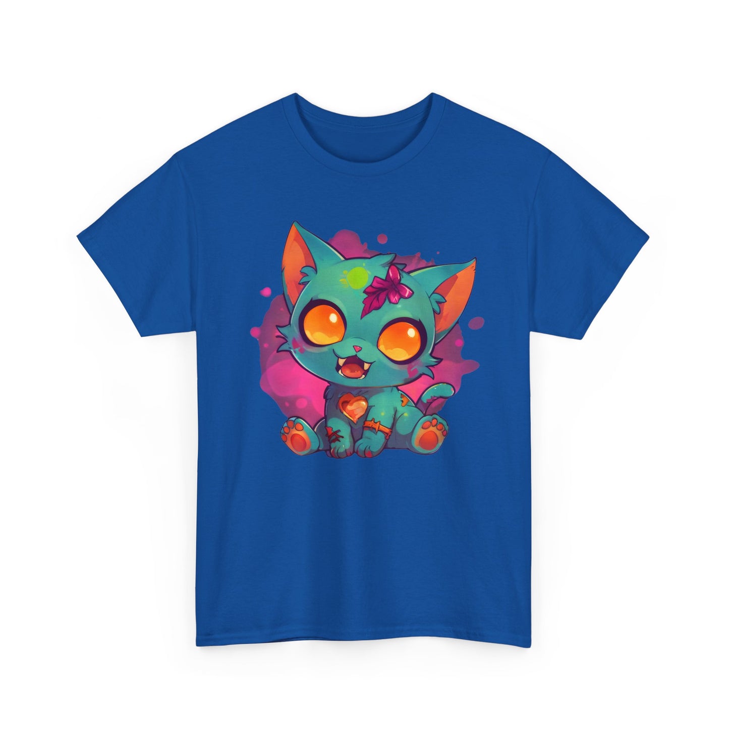 Niedliches T - Shirt mit Zombie Katze - Buntes Design für Tierliebhaber - TeeGerDesign - T - Shirt - Crew neck