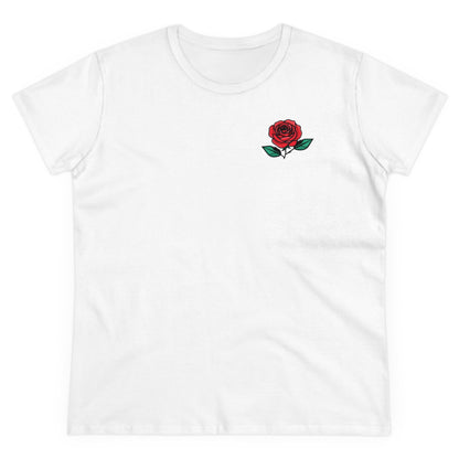 Minimalistisches Rosen Aufdruck T - Shirt - Blumen Shirt für Frauen - TeeGerDesign - T - Shirt - Cotton