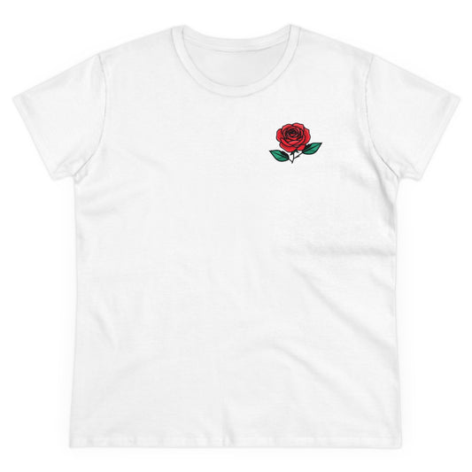 Minimalistisches Rosen Aufdruck T - Shirt - Blumen Shirt für Frauen - TeeGerDesign - T - Shirt - Cotton