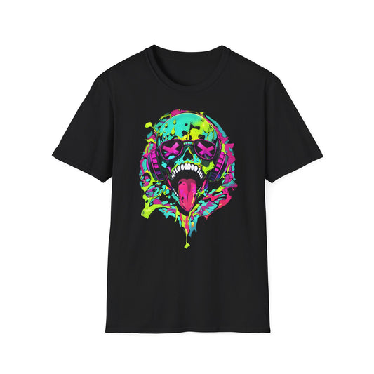 T - Shirt mit buntem Totenkopf Aufdruck in Neonfarben - TeeGerDesign - T - Shirt - Cotton