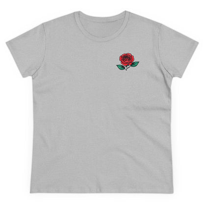 Minimalistisches Rosen Aufdruck T - Shirt - Blumen Shirt für Frauen - TeeGerDesign - T - Shirt - Cotton