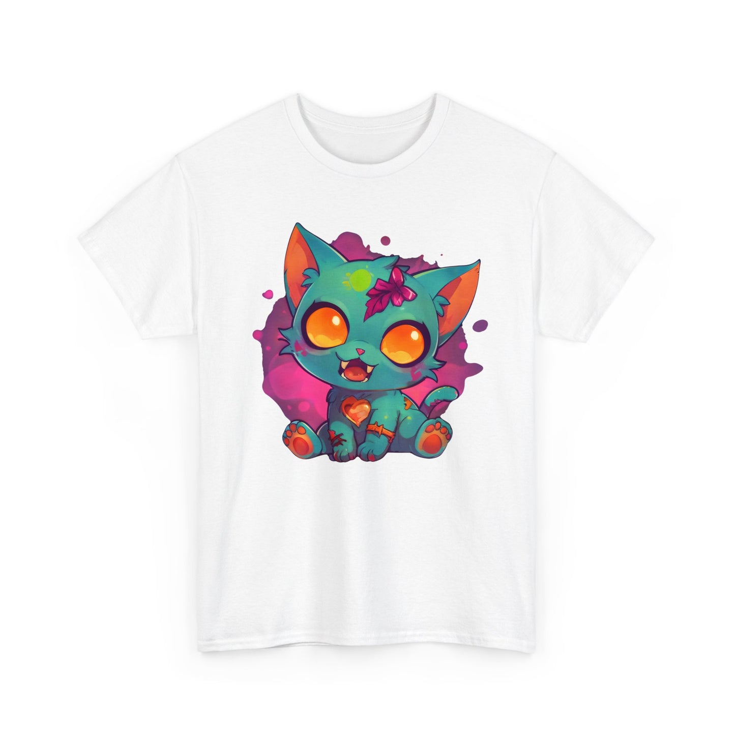 Niedliches T - Shirt mit Zombie Katze - Buntes Design für Tierliebhaber - TeeGerDesign - T - Shirt - Crew neck