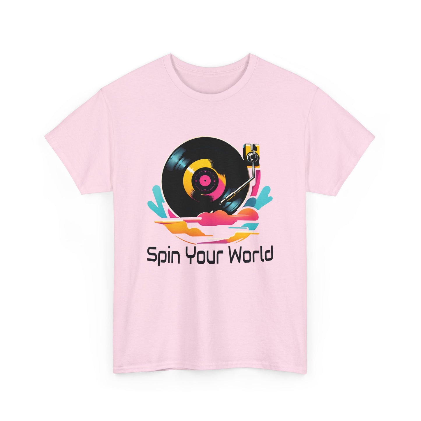 Stylisches Spin your World T - Shirt mit DJ - Turntable Design - TeeGerDesign - T - Shirt - Crew neck