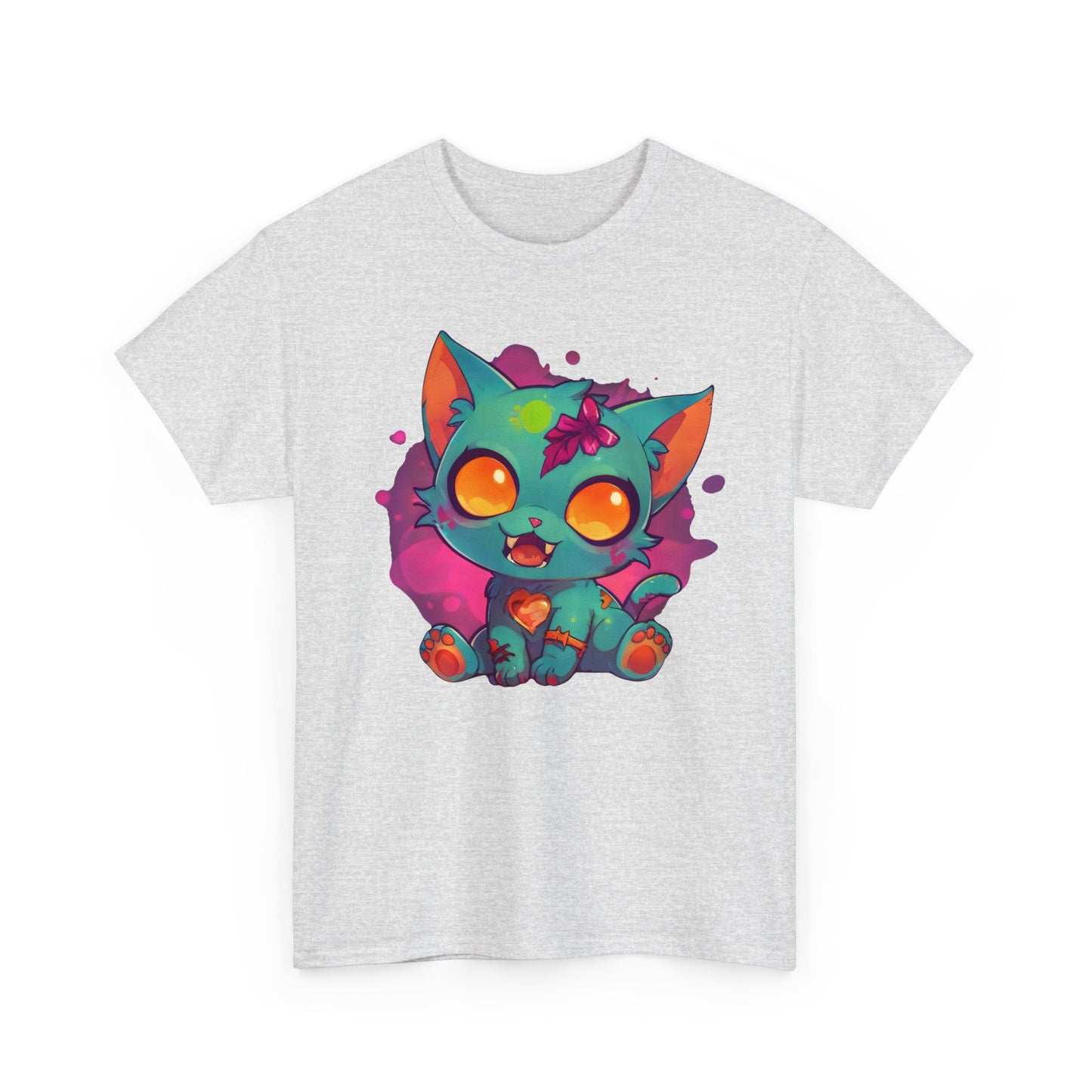 Niedliches T - Shirt mit Zombie Katze - Buntes Design für Tierliebhaber - TeeGerDesign - T - Shirt - Crew neck