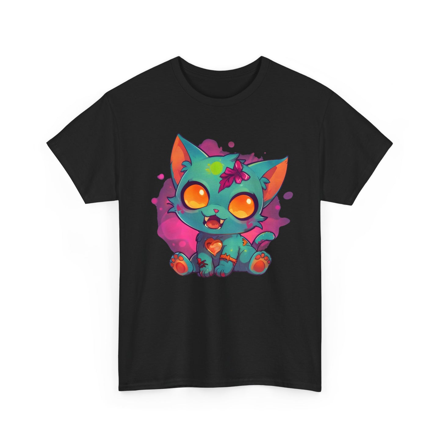 Niedliches T - Shirt mit Zombie Katze - Buntes Design für Tierliebhaber - TeeGerDesign - T - Shirt - Crew neck