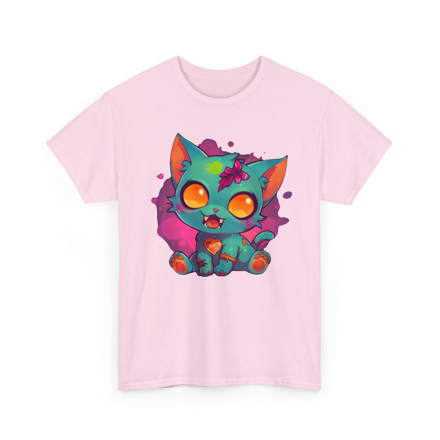 Niedliches T - Shirt mit Zombie Katze - Buntes Design für Tierliebhaber - TeeGerDesign - T - Shirt - Crew neck