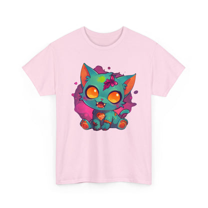 Niedliches T - Shirt mit Zombie Katze - Buntes Design für Tierliebhaber - TeeGerDesign - T - Shirt - Crew neck