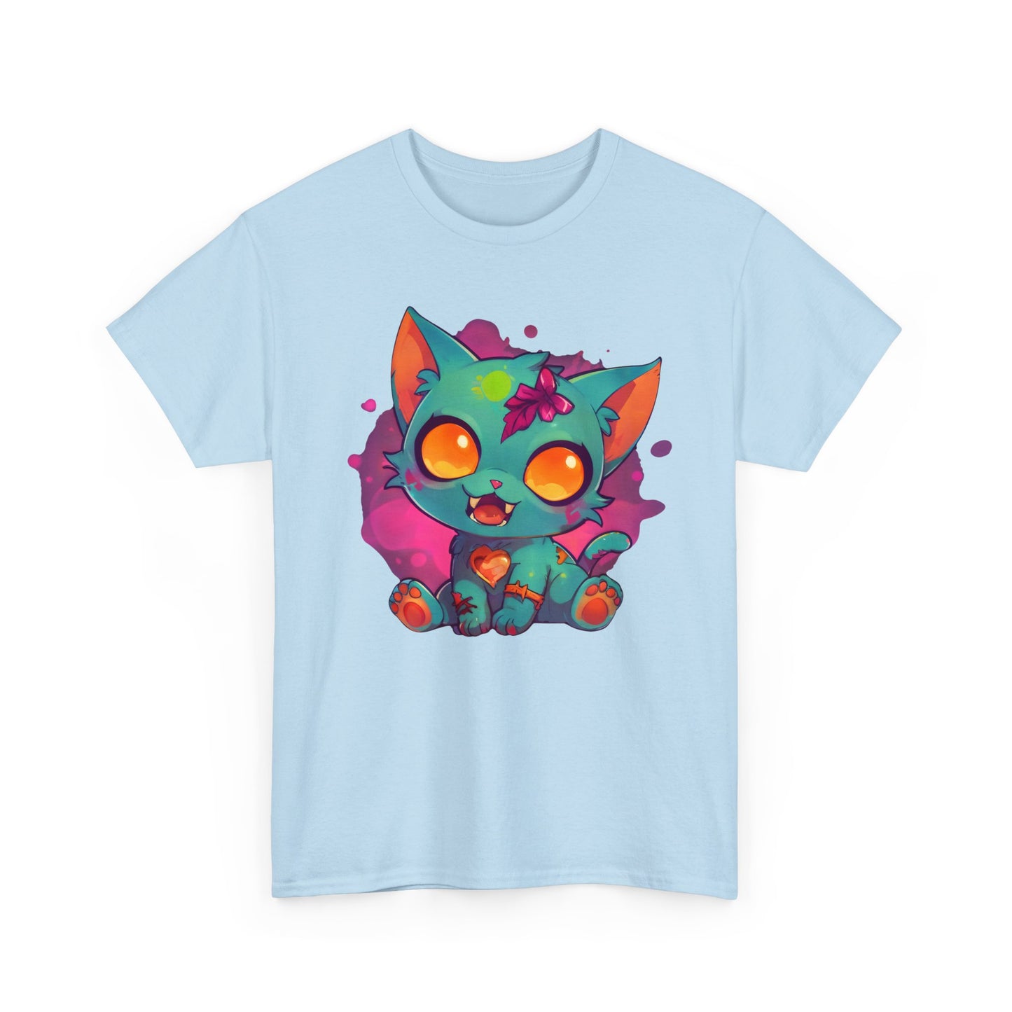 Niedliches T - Shirt mit Zombie Katze - Buntes Design für Tierliebhaber - TeeGerDesign - T - Shirt - Crew neck