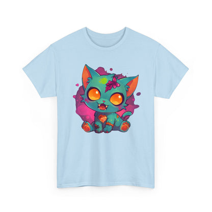 Niedliches T - Shirt mit Zombie Katze - Buntes Design für Tierliebhaber - TeeGerDesign - T - Shirt - Crew neck