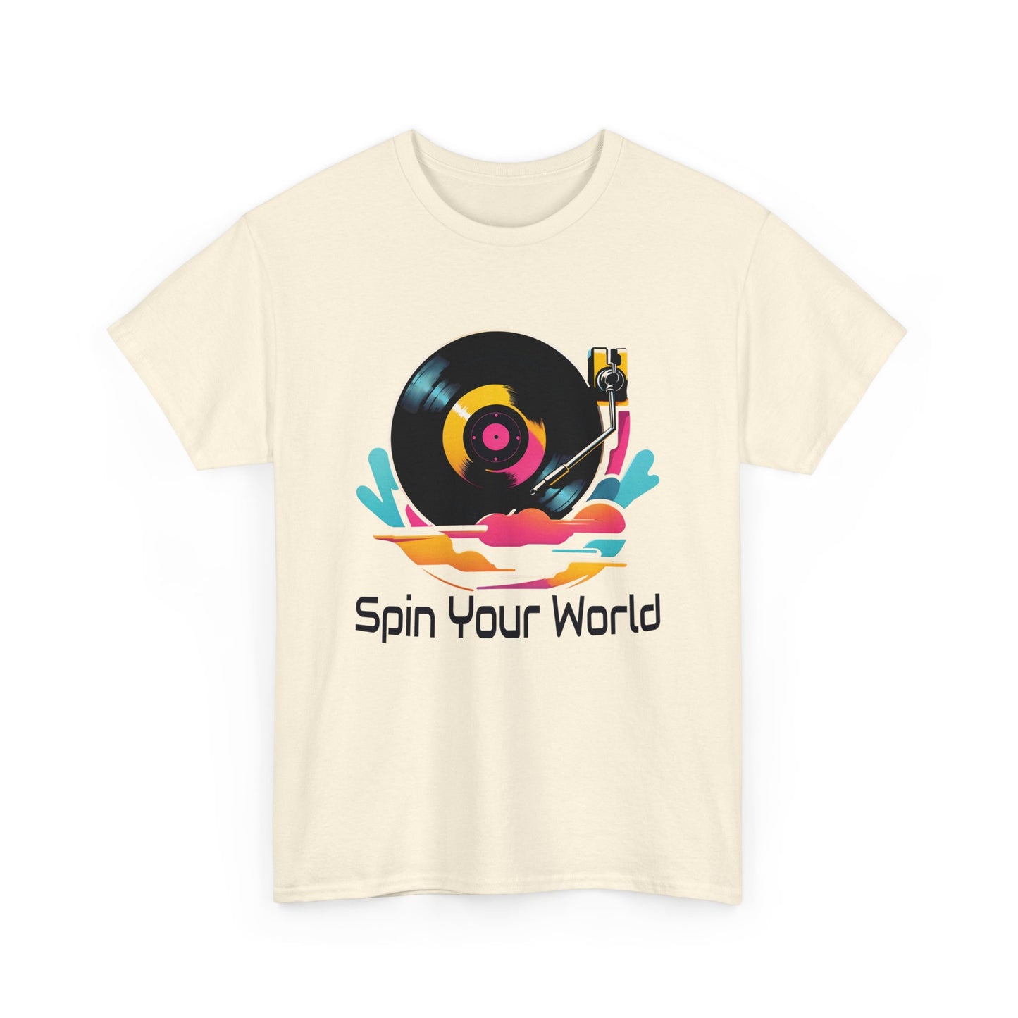 Stylisches Spin your World T - Shirt mit DJ - Turntable Design - TeeGerDesign - T - Shirt - Crew neck