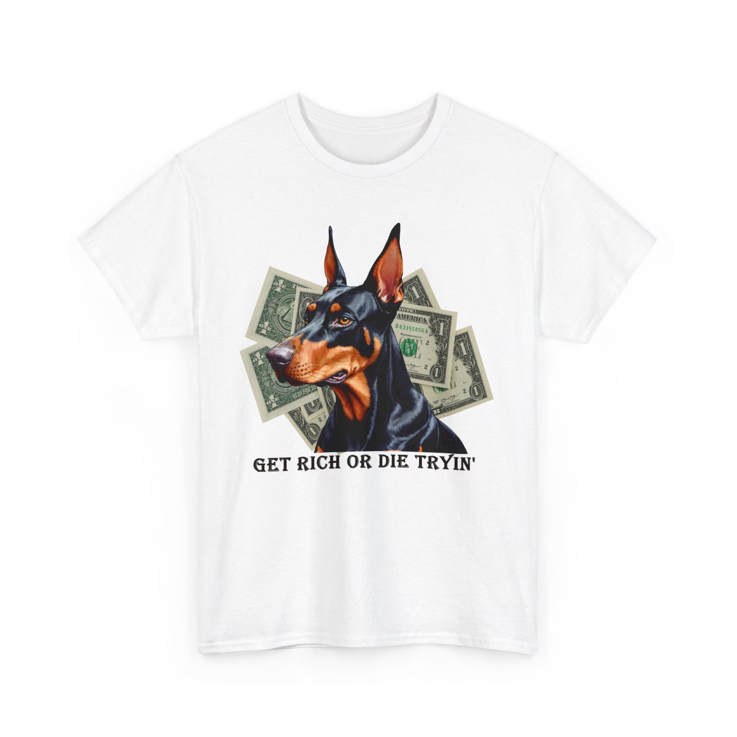 Stylisches T - Shirt mit Dobermann und Dollar - TeeGerDesign - T - Shirt - Crew neck