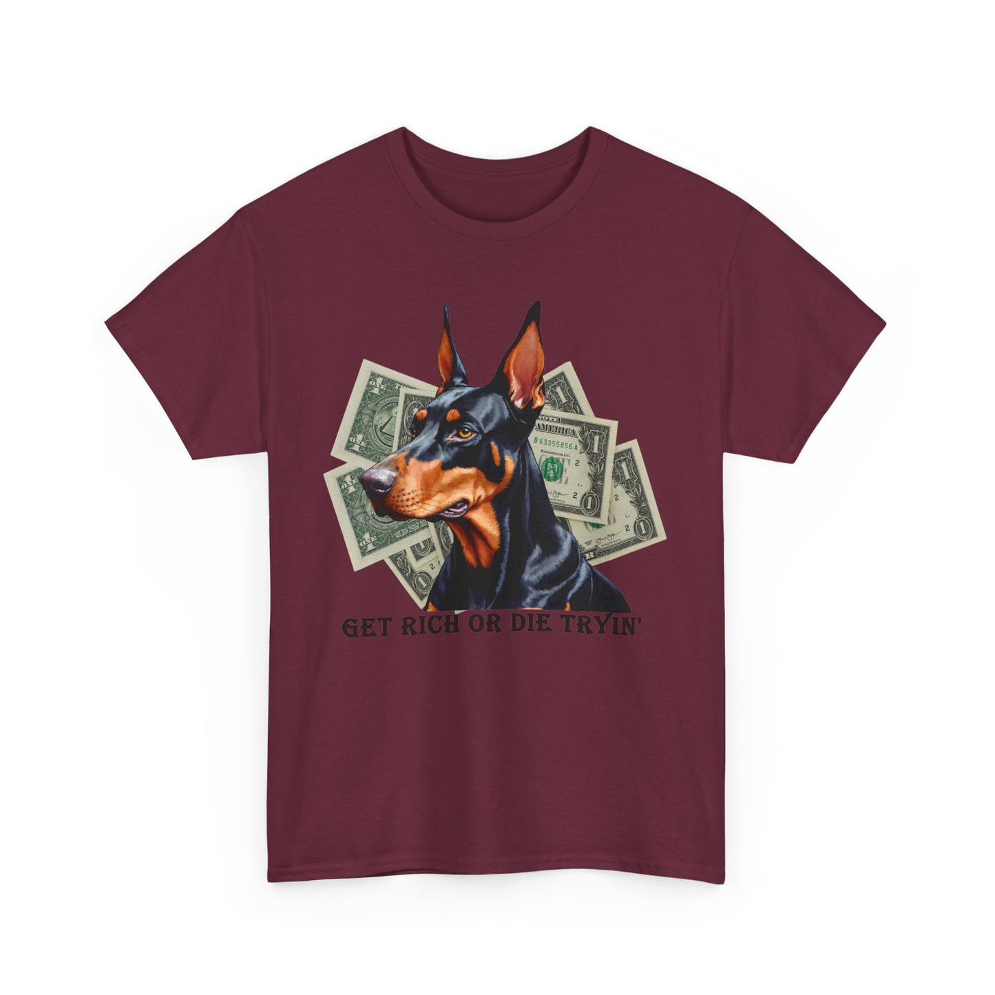 Stylisches T - Shirt mit Dobermann und Dollar - TeeGerDesign - T - Shirt - Crew neck