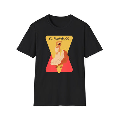 T - Shirt mit 'El Flamenco' Schriftzug und Tänzerin Motiv - TeeGerDesign - T - Shirt - Cotton