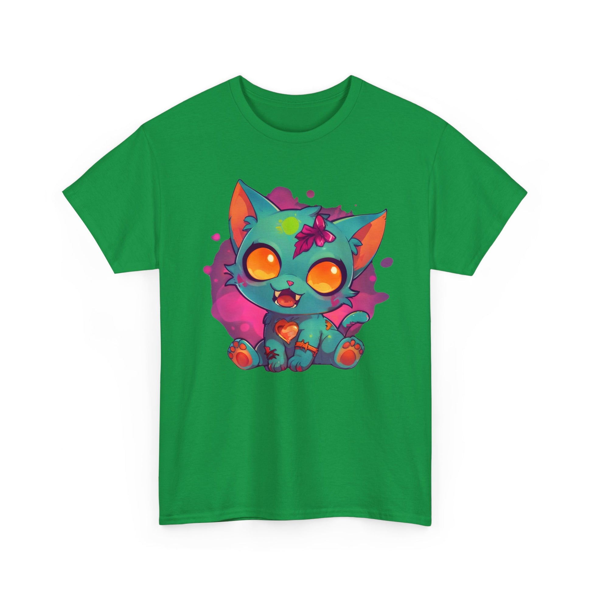 Niedliches T - Shirt mit Zombie Katze - Buntes Design für Tierliebhaber - TeeGerDesign - T - Shirt - Crew neck