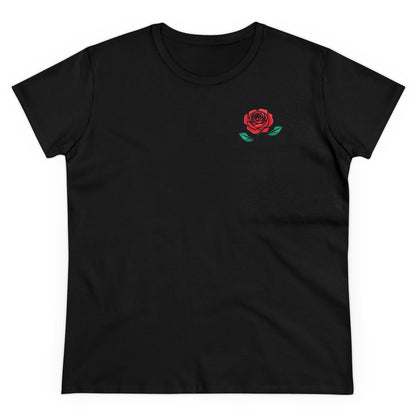 Minimalistisches Rosen Aufdruck T - Shirt - Blumen Shirt für Frauen - TeeGerDesign - T - Shirt - Cotton