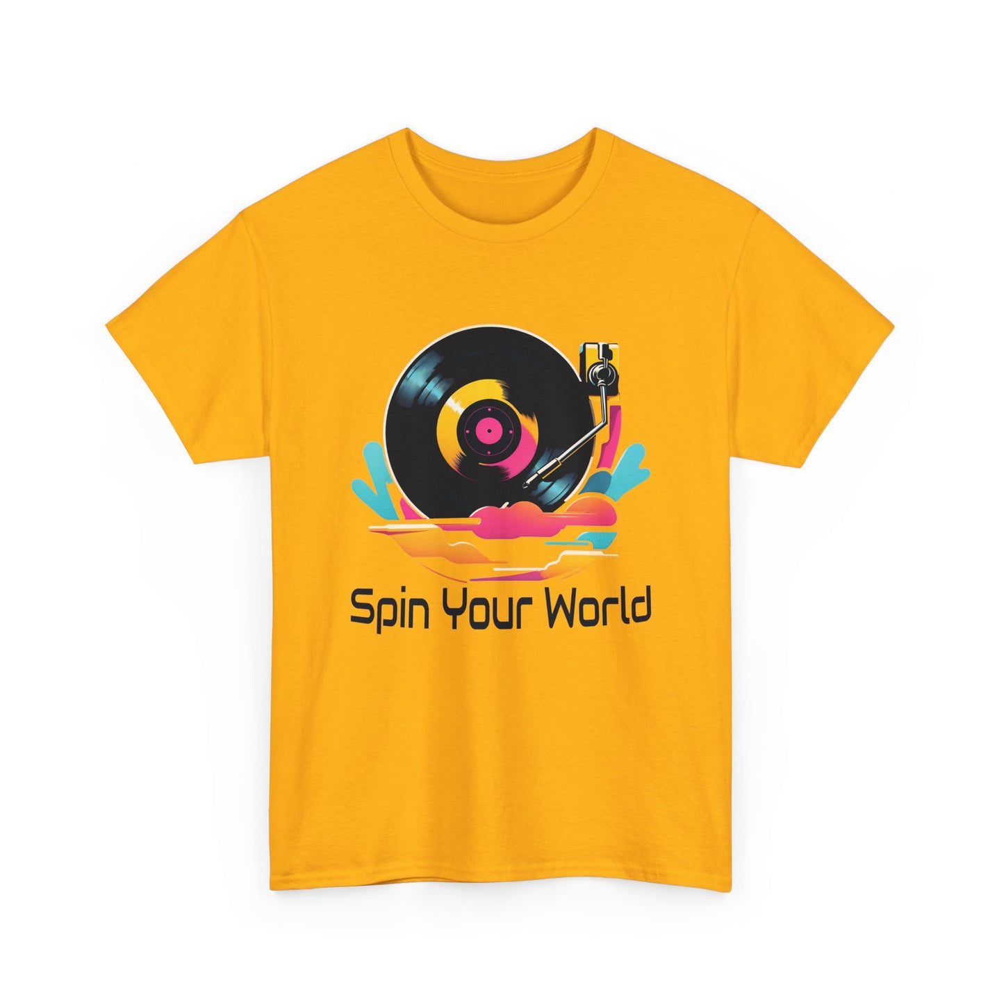 Stylisches Spin your World T - Shirt mit DJ - Turntable Design - TeeGerDesign - T - Shirt - Crew neck