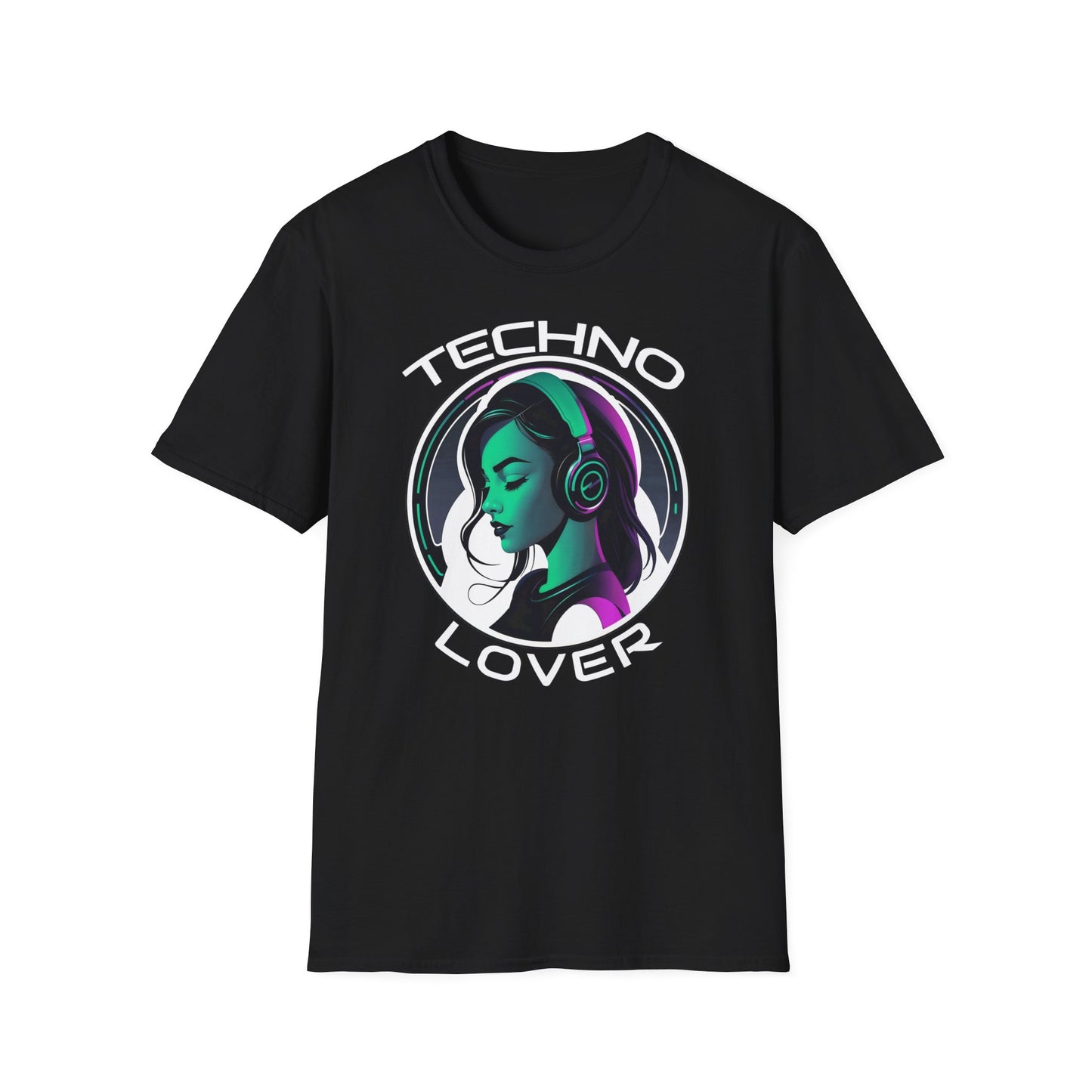 Techno Lover T - Shirt - Frau mit Kopfhörern Design - TeeGerDesign - T - Shirt - Cotton