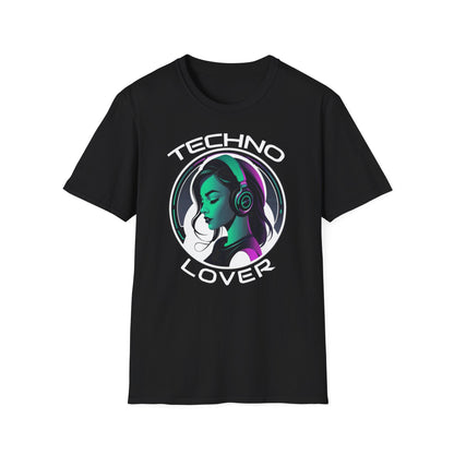 Techno Lover T - Shirt - Frau mit Kopfhörern Design - TeeGerDesign - T - Shirt - Cotton