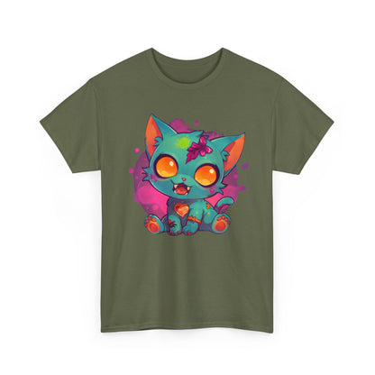 Niedliches T - Shirt mit Zombie Katze - Buntes Design für Tierliebhaber - TeeGerDesign - T - Shirt - Crew neck