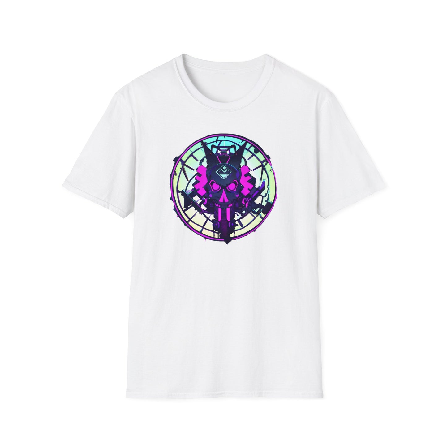 T - Shirt mit buntem Cyborg Aufdruck - Futuristischer Style in Neonfarben - TeeGerDesign - T - Shirt - Cotton