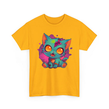 Niedliches T - Shirt mit Zombie Katze - Buntes Design für Tierliebhaber - TeeGerDesign - T - Shirt - Crew neck