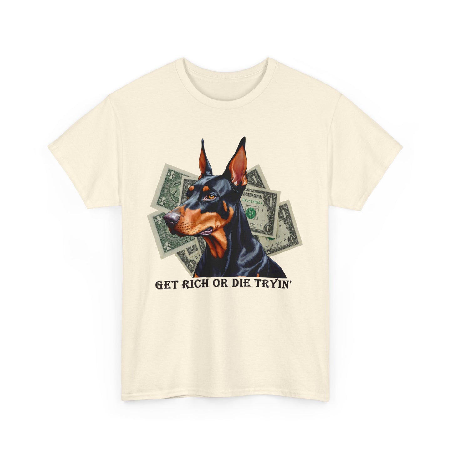 Stylisches T - Shirt mit Dobermann und Dollar - TeeGerDesign - T - Shirt - Crew neck