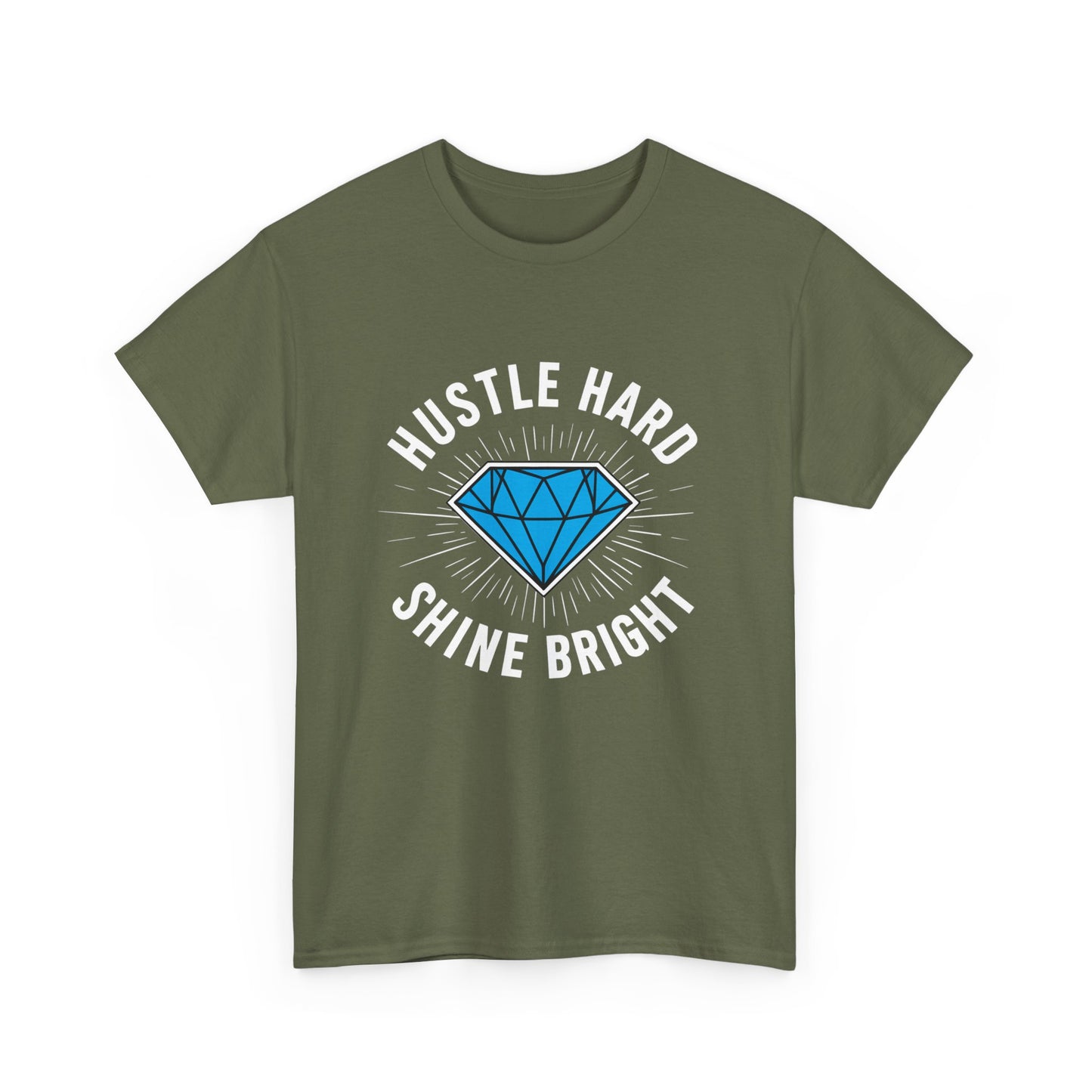 Hustle Hard, Shine Bright Motto T - Shirt mit Diamand - TeeGerDesign - T - Shirt - Crew neck