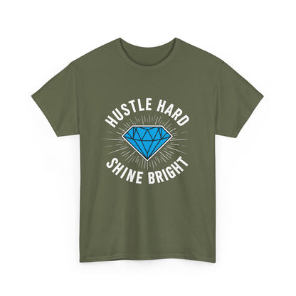 Hustle Hard, Shine Bright Motto T - Shirt mit Diamand - TeeGerDesign - T - Shirt - Crew neck