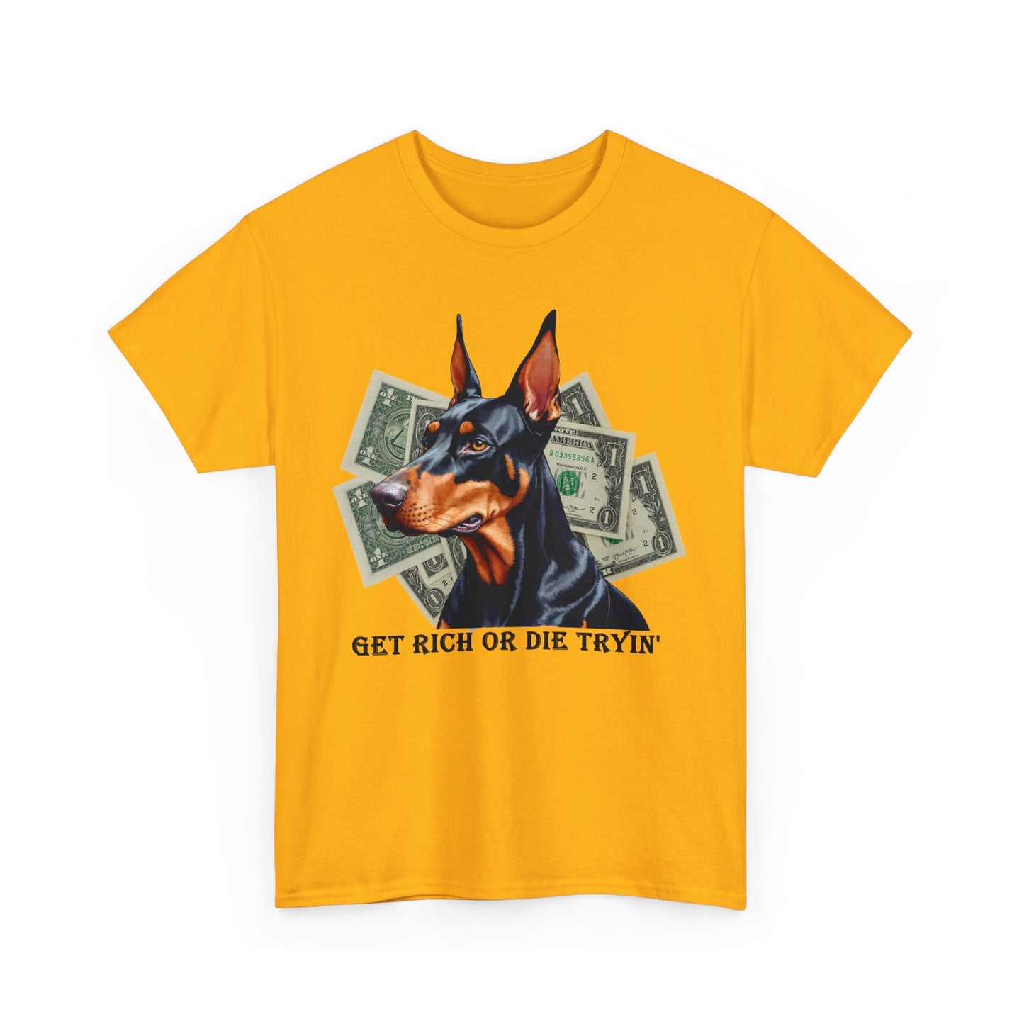 Stylisches T - Shirt mit Dobermann und Dollar - TeeGerDesign - T - Shirt - Crew neck