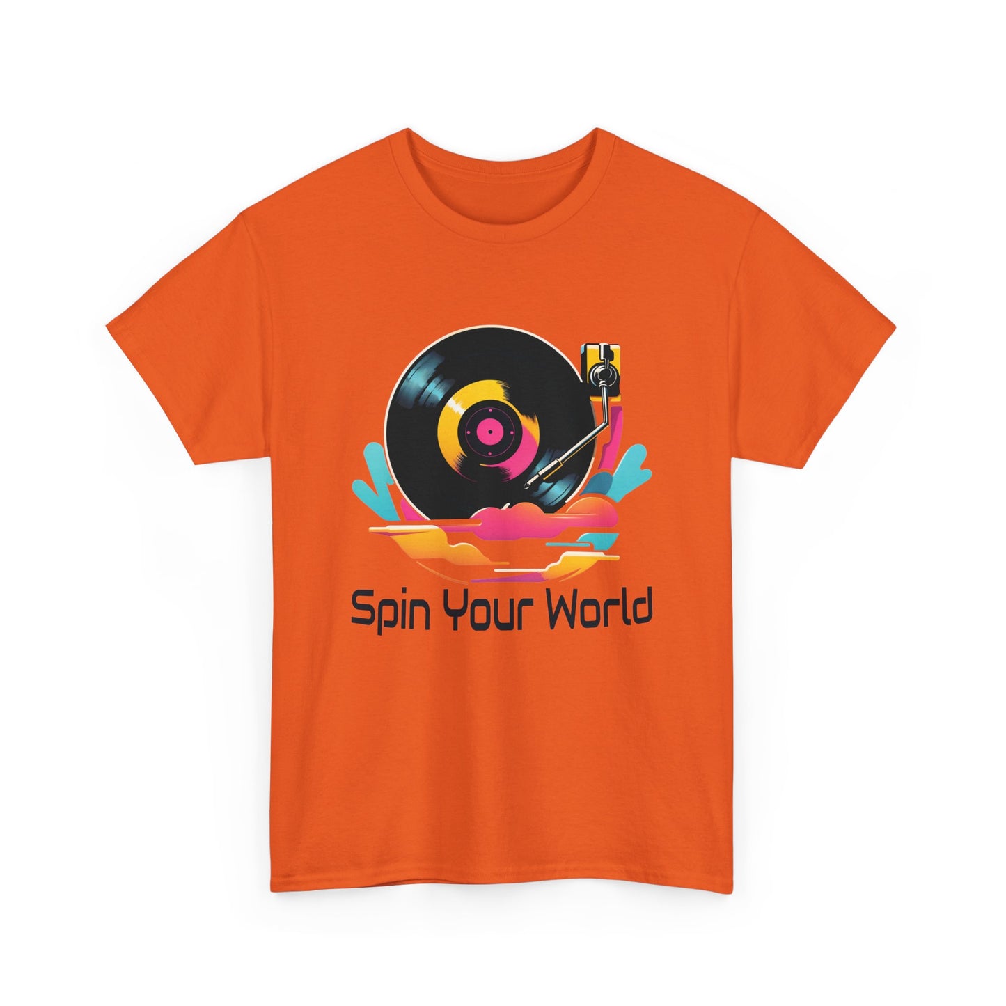 Stylisches Spin your World T - Shirt mit DJ - Turntable Design - TeeGerDesign - T - Shirt - Crew neck