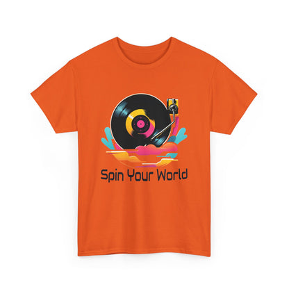 Stylisches Spin your World T - Shirt mit DJ - Turntable Design - TeeGerDesign - T - Shirt - Crew neck