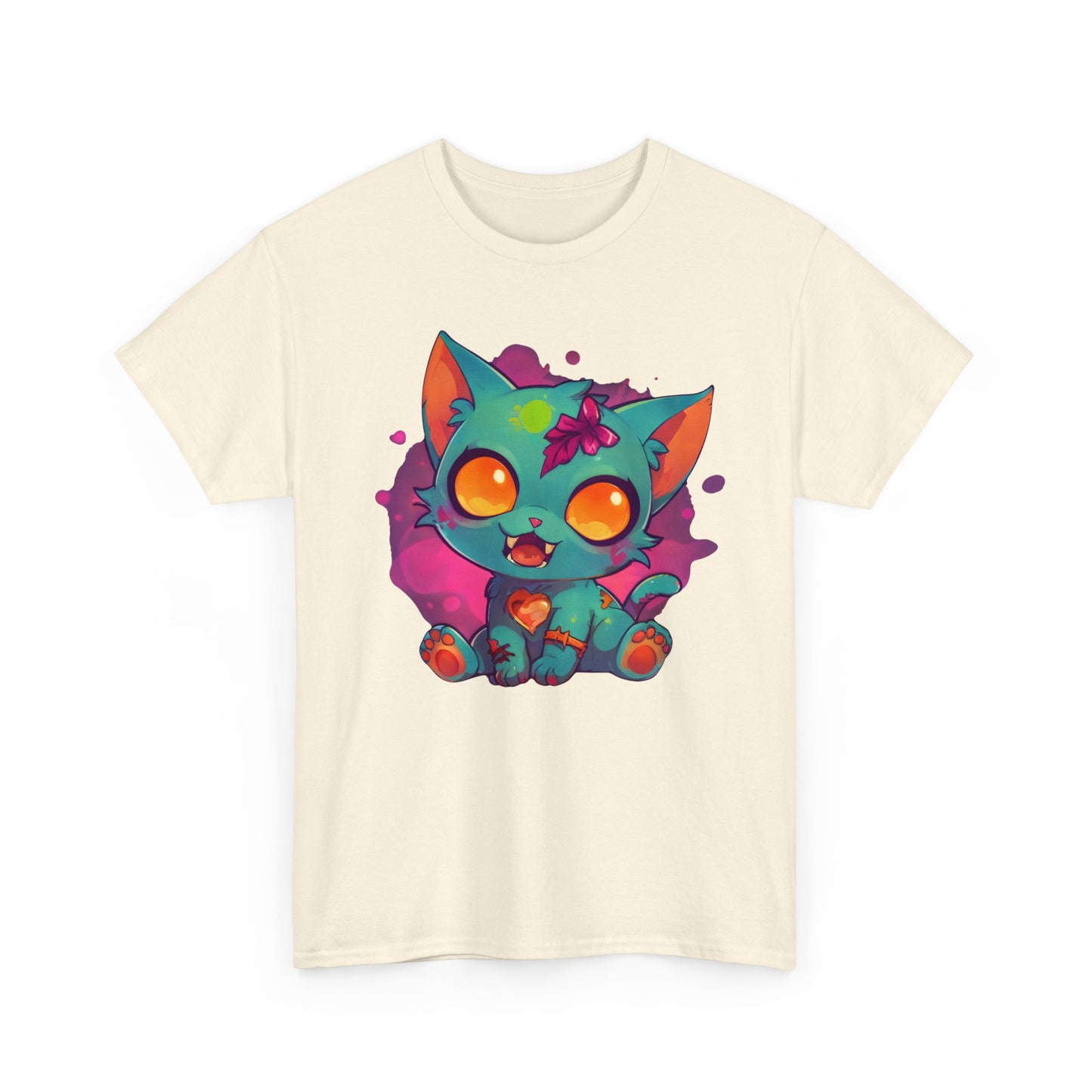 Niedliches T - Shirt mit Zombie Katze - Buntes Design für Tierliebhaber - TeeGerDesign - T - Shirt - Crew neck