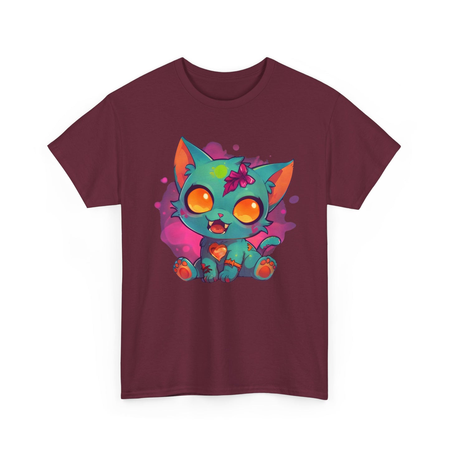 Niedliches T - Shirt mit Zombie Katze - Buntes Design für Tierliebhaber - TeeGerDesign - T - Shirt - Crew neck