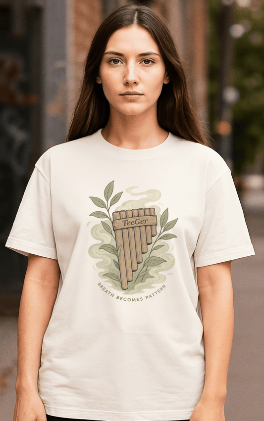 Becky TeeGer Breath Pattern - Oversized Panflute Frontprint Shirt - TeeGerDesign - T-Shirt - Botanica