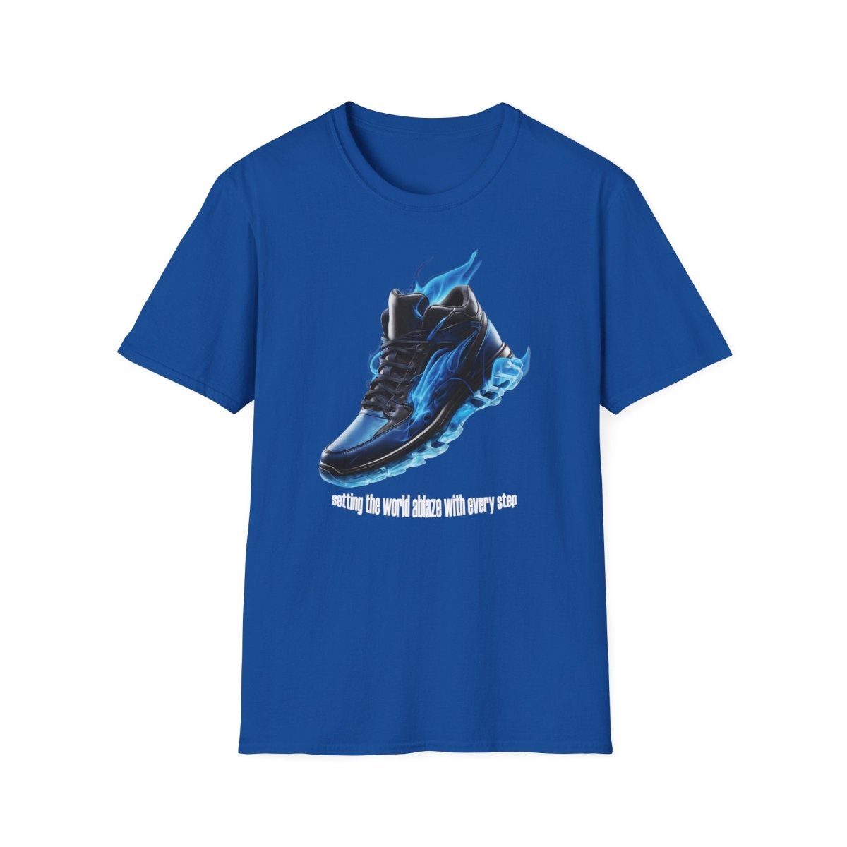 Blaues Flammen Shirt Set the World Ablaze T - Shirt mit Sneaker - TeeGerDesign - T - Shirt - Cotton