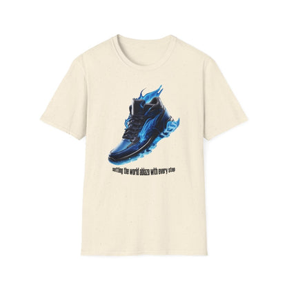 Blaues Flammen Shirt Set the World Ablaze T - Shirt mit Sneaker - TeeGerDesign - T - Shirt - Cotton