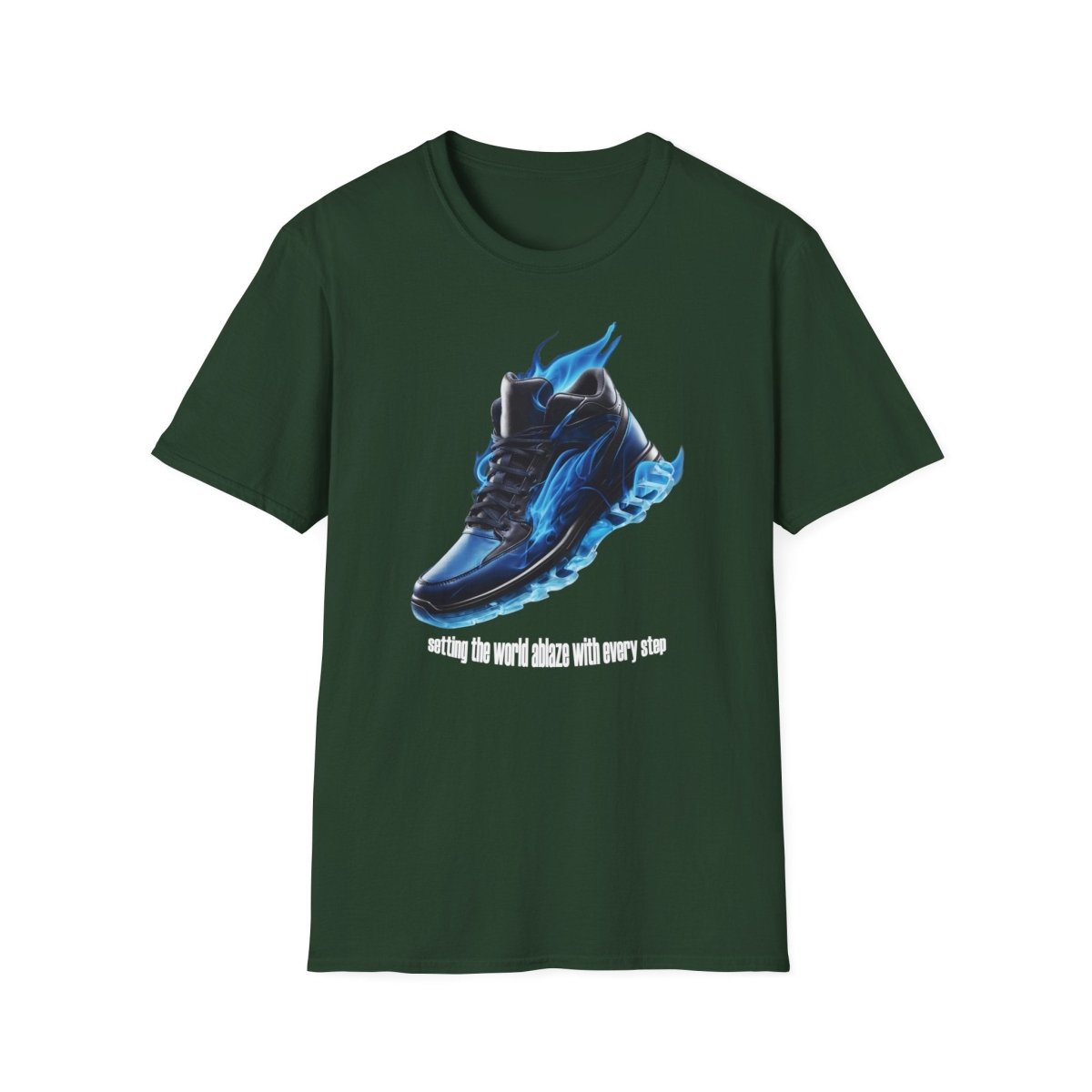 Blaues Flammen Shirt Set the World Ablaze T - Shirt mit Sneaker - TeeGerDesign - T - Shirt - Cotton