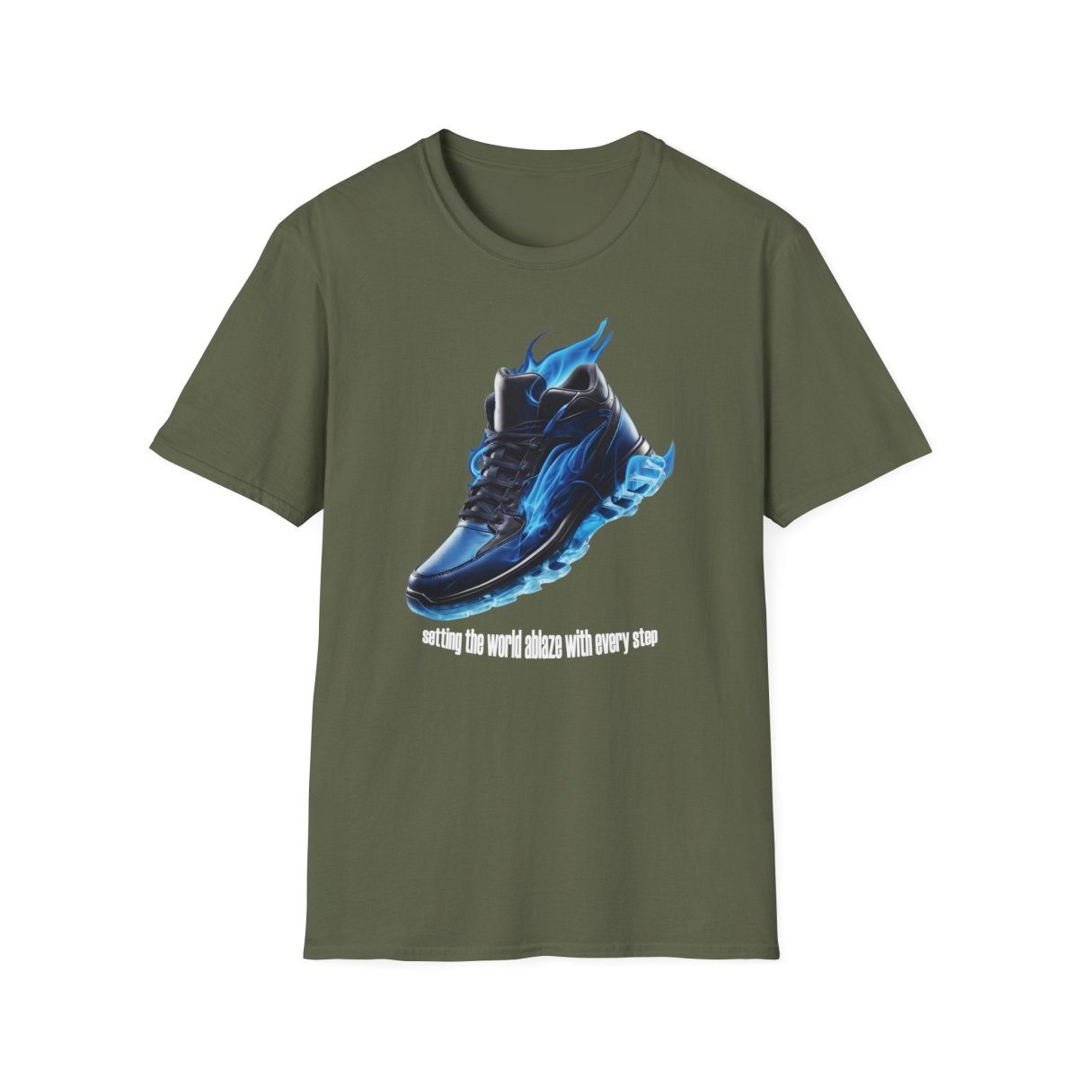 Blaues Flammen Shirt Set the World Ablaze T - Shirt mit Sneaker - TeeGerDesign - T - Shirt - Cotton