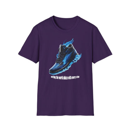 Blaues Flammen Shirt Set the World Ablaze T - Shirt mit Sneaker - TeeGerDesign - T - Shirt - Cotton