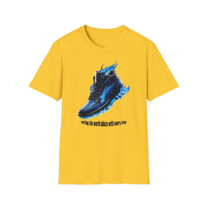 Blaues Flammen Shirt Set the World Ablaze T - Shirt mit Sneaker - TeeGerDesign - T - Shirt - Cotton