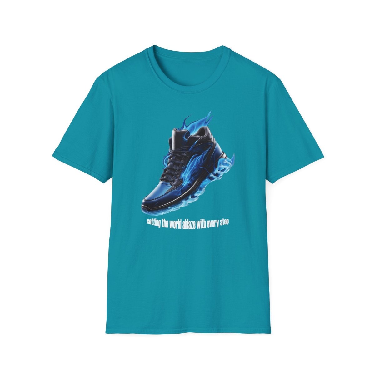 Blaues Flammen Shirt Set the World Ablaze T - Shirt mit Sneaker - TeeGerDesign - T - Shirt - Cotton