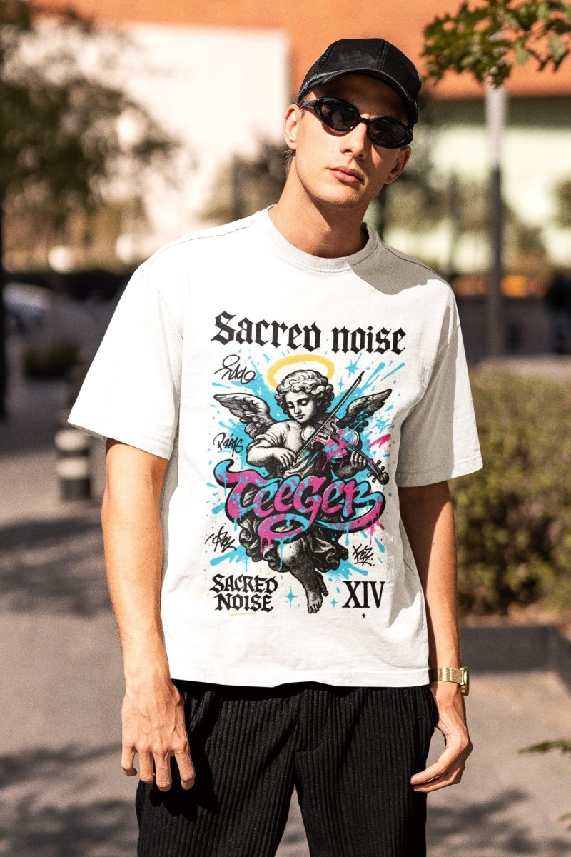 Brian TeeGer Sacred Noise - Oversized Graffiti Angel Frontprint Shirt - TeeGerDesign - T-Shirt - BY163