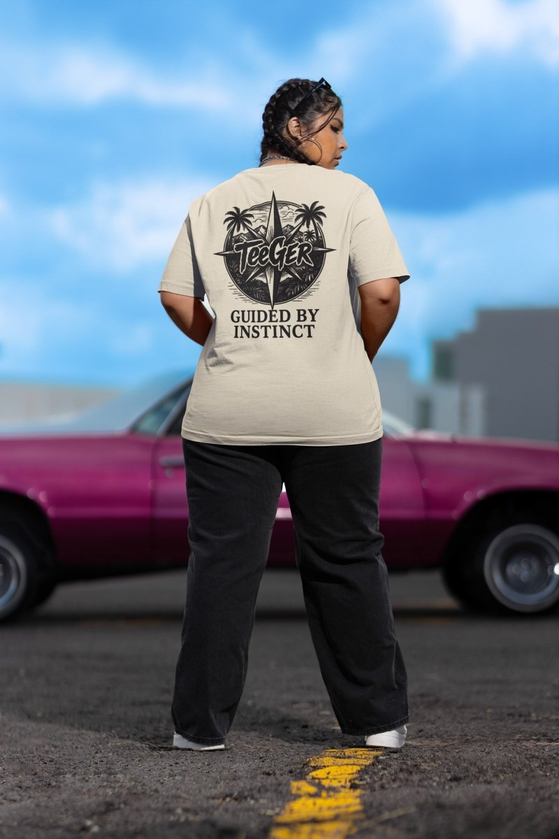 Claire TeeGer Compass Instinct - Oversized Backprint Adventure Tee - TeeGerDesign - T-Shirt - Backprint