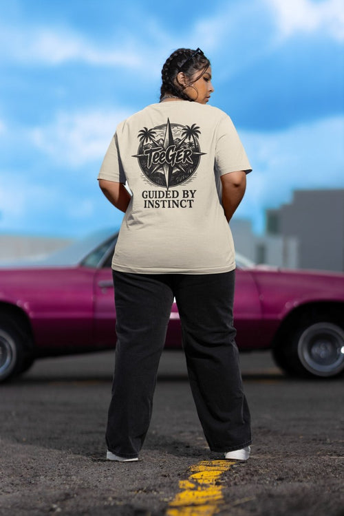 Claire TeeGer Compass Instinct - Oversized Backprint Adventure Tee - TeeGerDesign - T-Shirt - Backprint