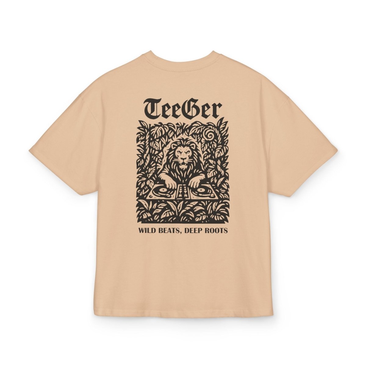 Claire TeeGer Jungle Lion - Oversized DJ Roots Backprint Shirt - TeeGerDesign - T-Shirt - Backprint