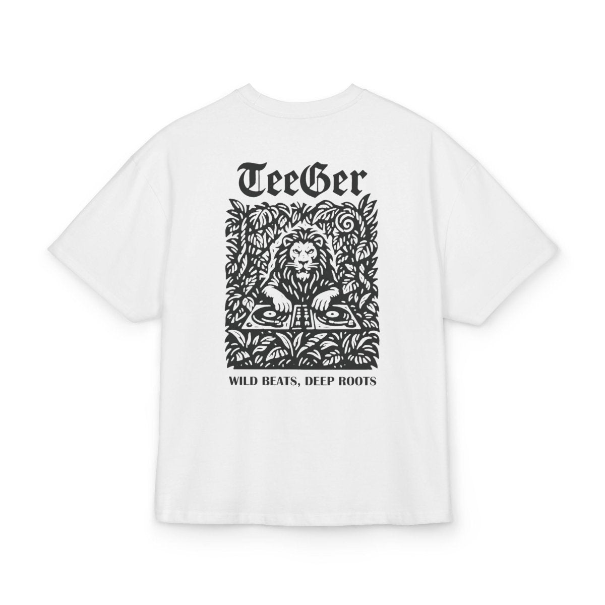 Claire TeeGer Jungle Lion - Oversized DJ Roots Backprint Shirt - TeeGerDesign - T-Shirt - Backprint
